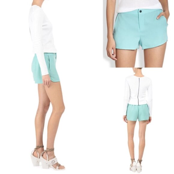 Rag & Bone Jess Short in Aqua Sky Blue Size 8 $255 USA Designer Flowy Curved Hem - Picture 3 of 16